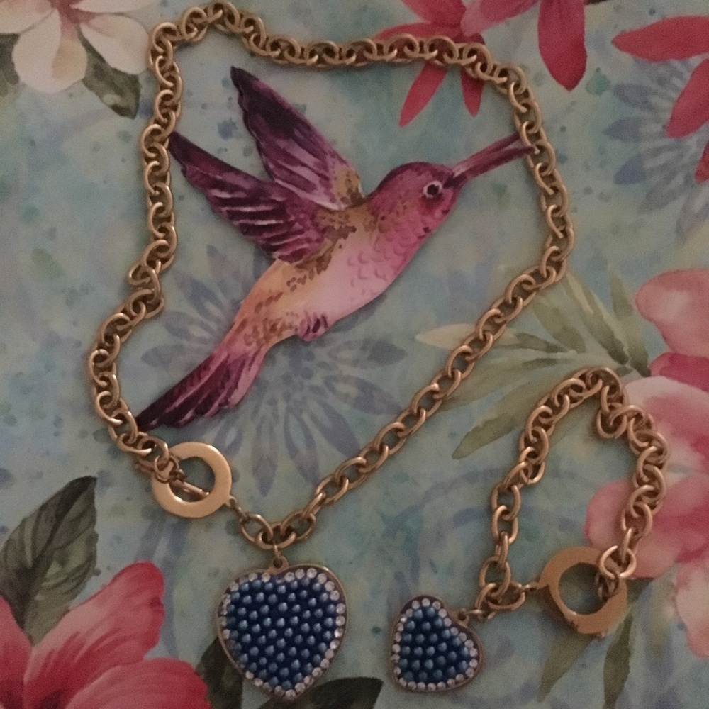Heart charm necklace with matching bracelet